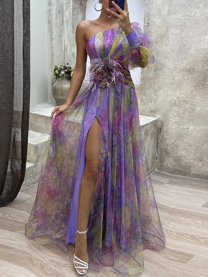 W&W Mode | Asymmetrisches Maxikleid Mit Blumenmuster Sommerkleid Für Damen