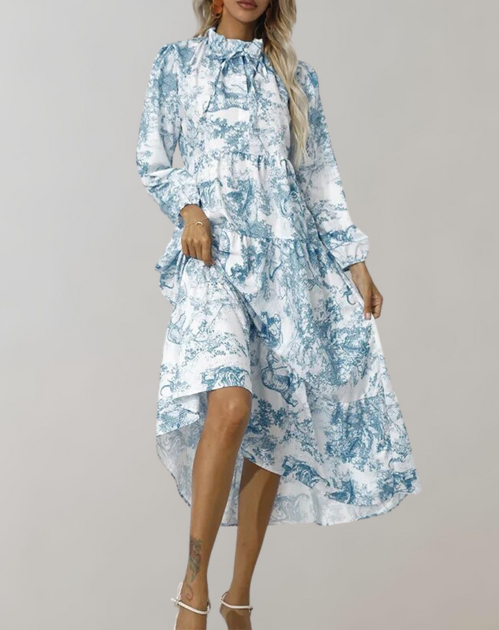 W&W Mode - Neue Langarm Frauen Midi-Kleid