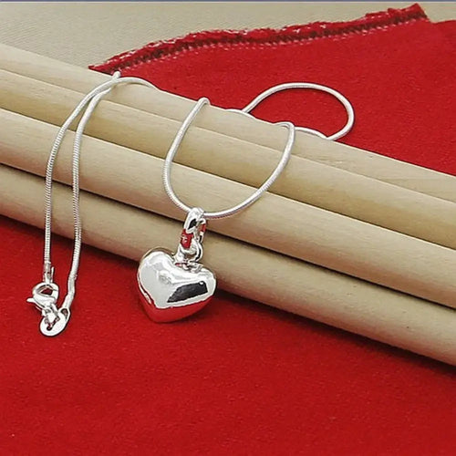W&W Mode | Sterling Silber Massiv Herz Kette Schlangenkette Für Damen