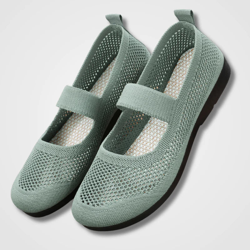 W&W Mode | Orthopädische Luftige Gestrickte Riemenflachschuhe