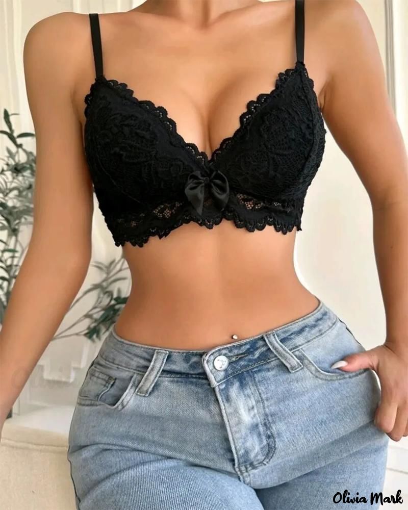 Damen Spitzen-Bralette mit Schmetterlingsmuster und verstellbaren Trägern