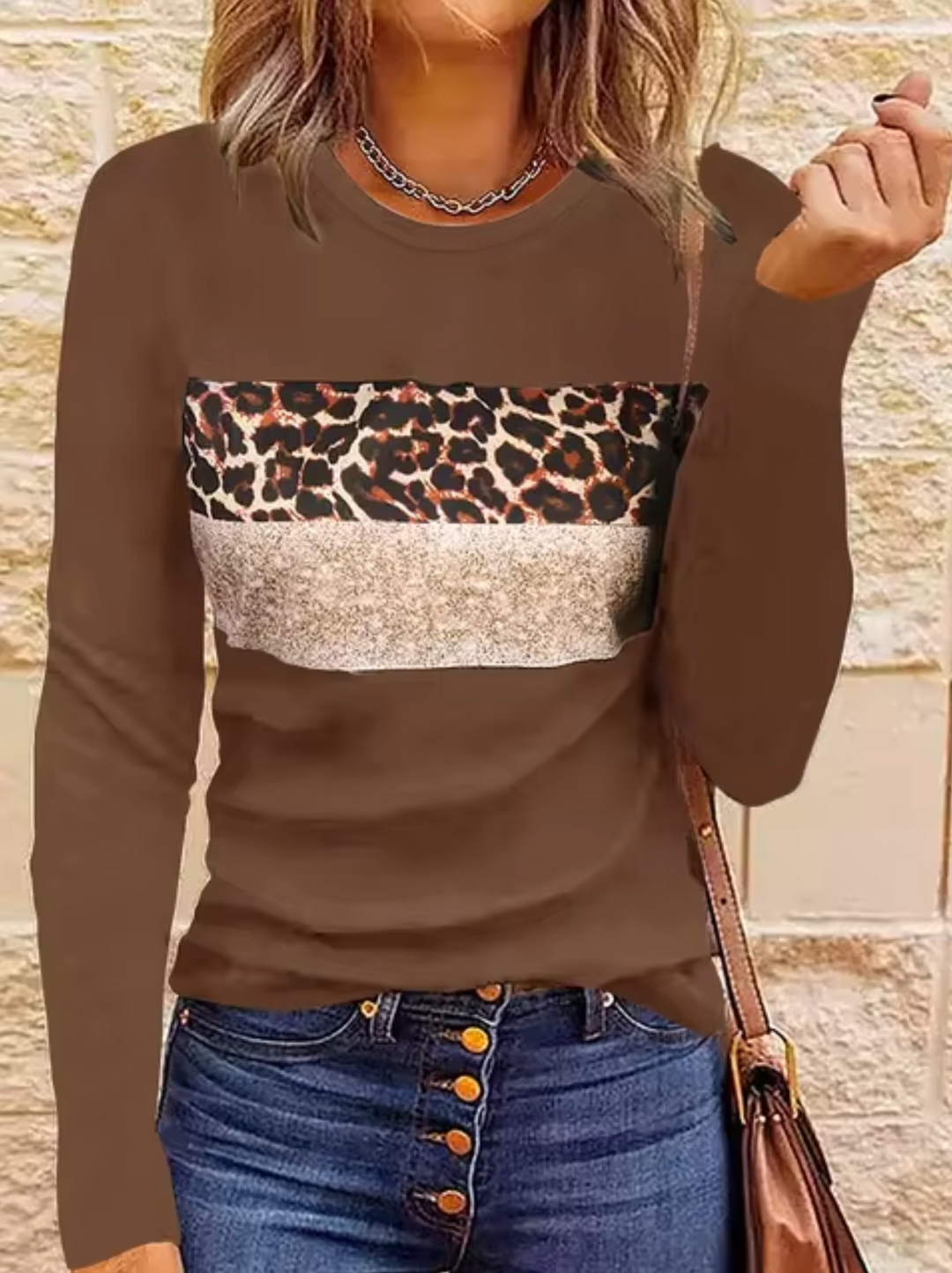 W&W Mode | Langarm-T-Shirt mit Leopardenmuster