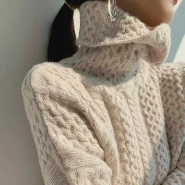 W&W Mode | Luxuriöser Kaschmir-Rollkragenpullover mit Karomuster