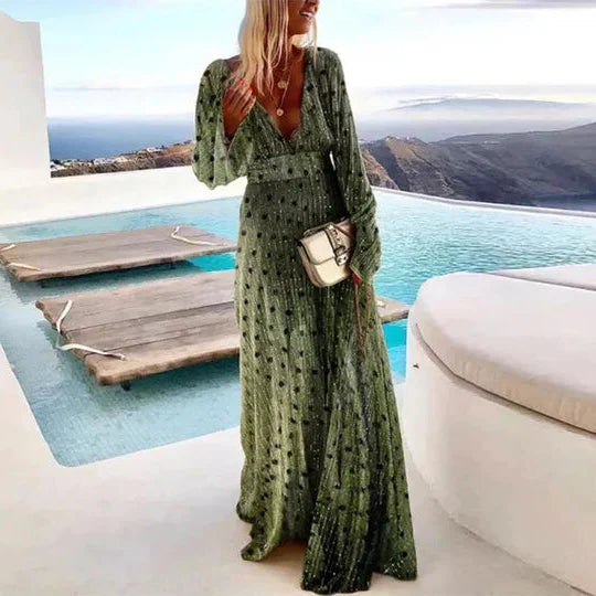 Damen Plisseekleid in Maxilänge mit figurbetontem Fall