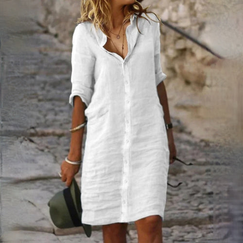 W&W Mode | Baumwolle Leinen Damen Kleid
