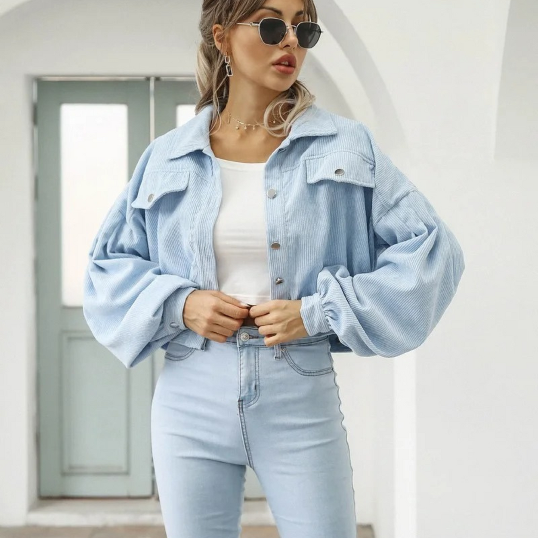 W&W Mode | Himmelblau Einfache Winddichte Damen Sommerjacke