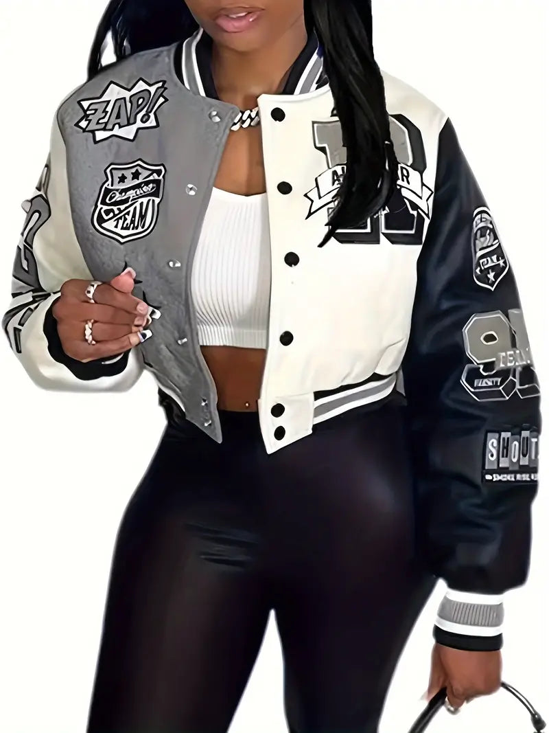 W&W Mode | Damen Varsity-Jacke mit Briefdruck
