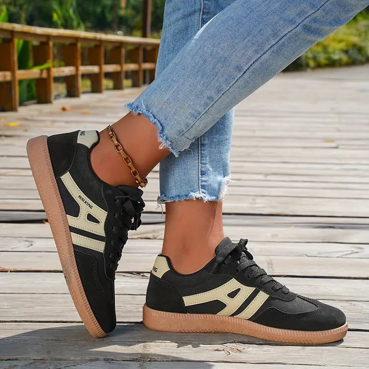 W&W Mode | Damen Lässige Turnschuhe Mit Niedrigem Absatz, Schnürung Mode Schuhe