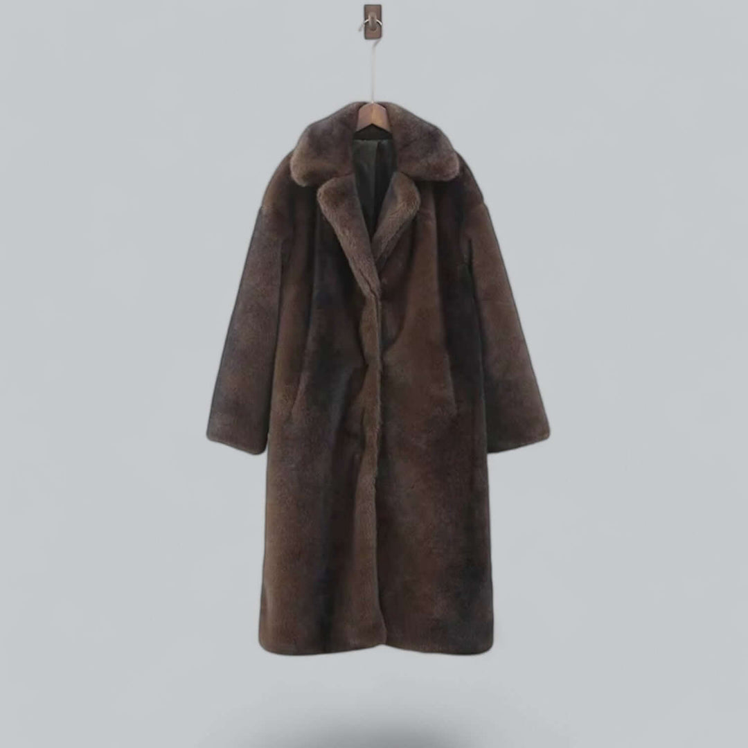 W&W Mode | Eleganter Kunstfell Langer Trenchcoat