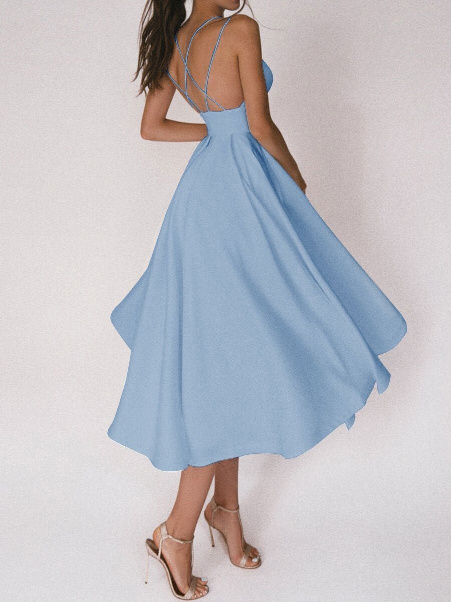 W&W Mode | Elegantes Midi Kleid Mit Trägern Für Damen
