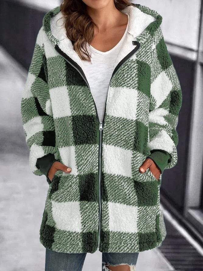 W&W Mode | Karo-Hoodie-Jacke Für Frauen