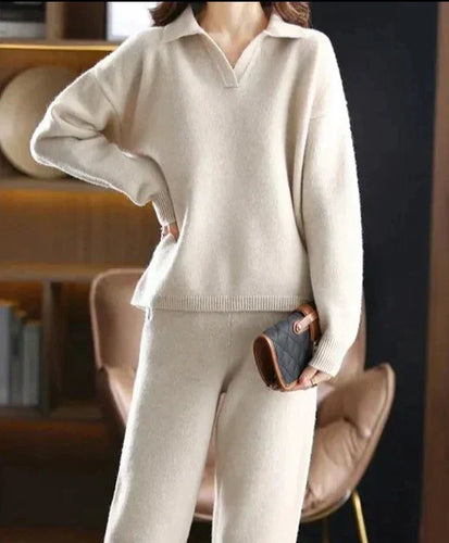 W&W Mode | 2-Teiliges Set Für Damen Mit Oversize Trainingsanzug, Polokragen, Pullover Und Hose