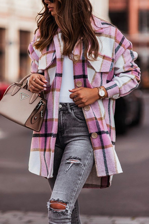 W&W Mode | Rosiedress Casual Revers Knopf Down Taschen Karos Cardigans