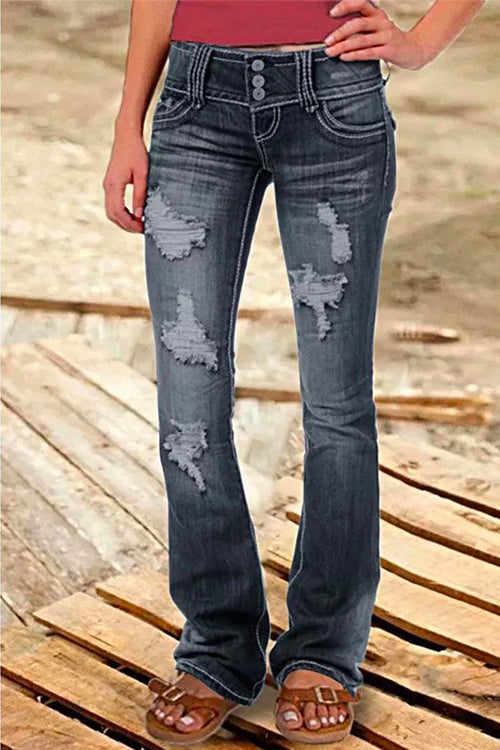 W&W Mode | Rosiedress Button Down Distressed Ripped Jeans mit Taschen