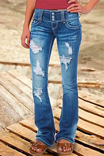 W&W Mode | Rosiedress Button Down Distressed Ripped Jeans mit Taschen