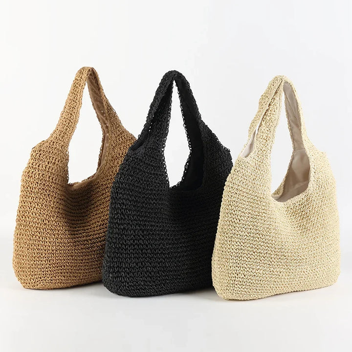 W&W Mode | Strohtasche Geflochtene Tasche Leicht & Strapazierfähig Lässige Sommertasche