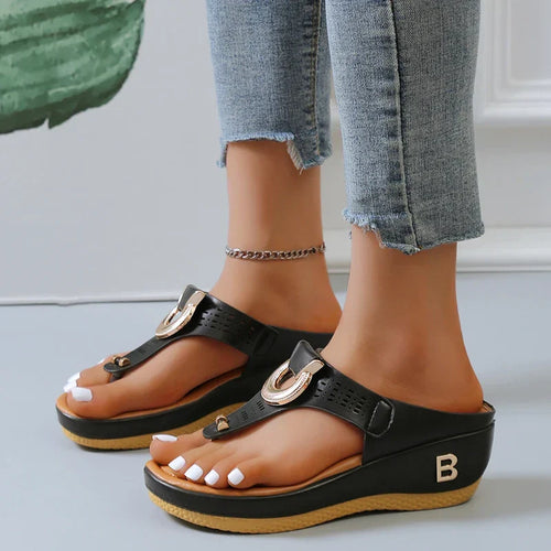 W&W Mode- Damen Römersandalen mit Keilabsatz und Plateau