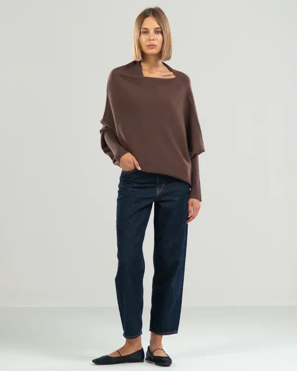 W&W Mode | Asymmetrischer Damenpullover mit eleganter Drapierung