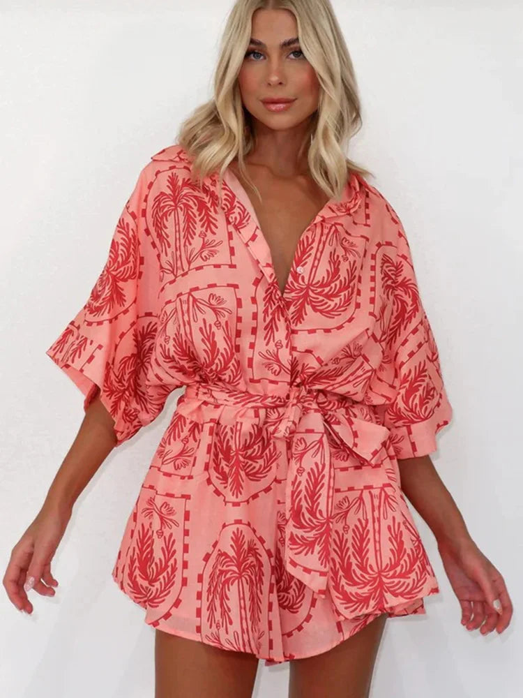 Lässiger Weit Geschnittener Bedruckter Playsuit