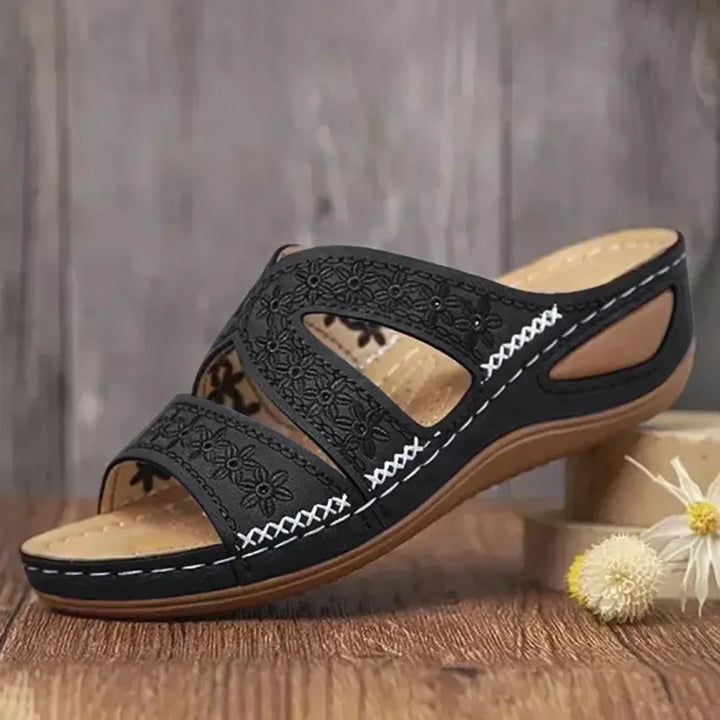 W&W Mode - Premium Orthopädische Sandalen mit Keilabsatz und Offener Zehpartie