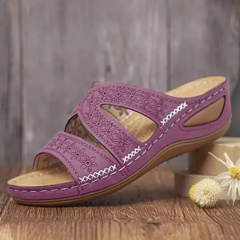 W&W Mode - Premium Orthopädische Sandalen mit Keilabsatz und Offener Zehpartie