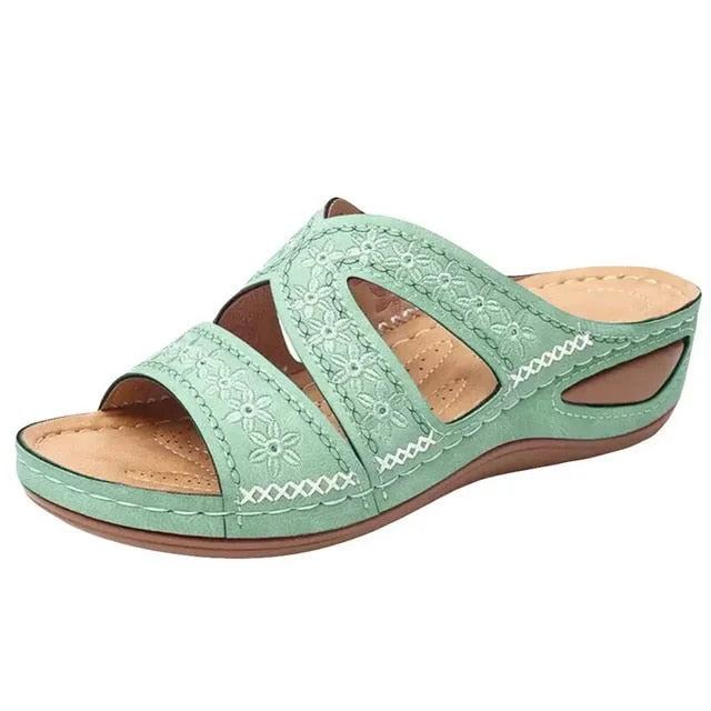 W&W Mode - Premium Orthopädische Sandalen mit Keilabsatz und Offener Zehpartie