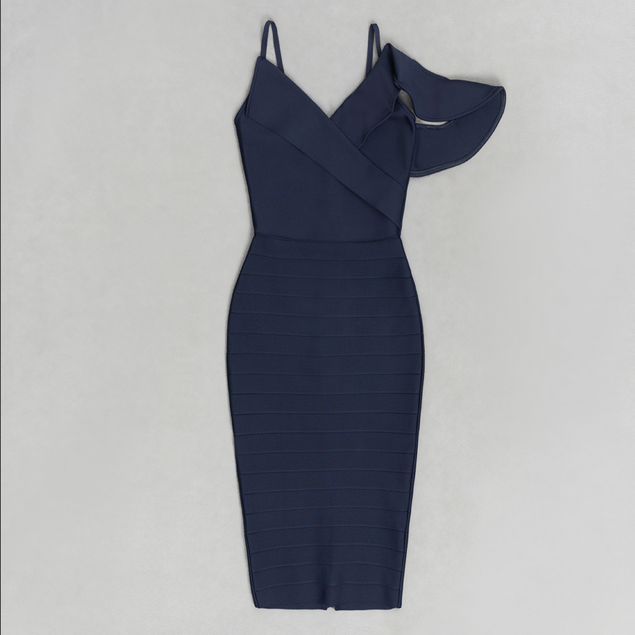 Midikleid mit Umschlagbund | Blau