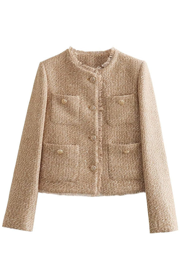 W&W Mode | Flosset Jacke Mit Rundhals Und Knöpfen