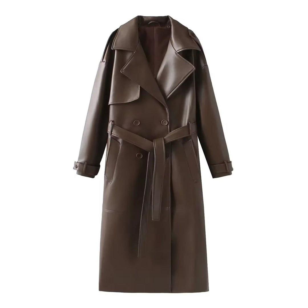W&W Mode | Eleganter Leder Trenchcoat Herbst Chic