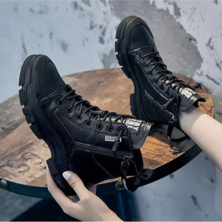 W&W Mode - Elegante High-Top-Sneakerstiefel mit Reißverschluss