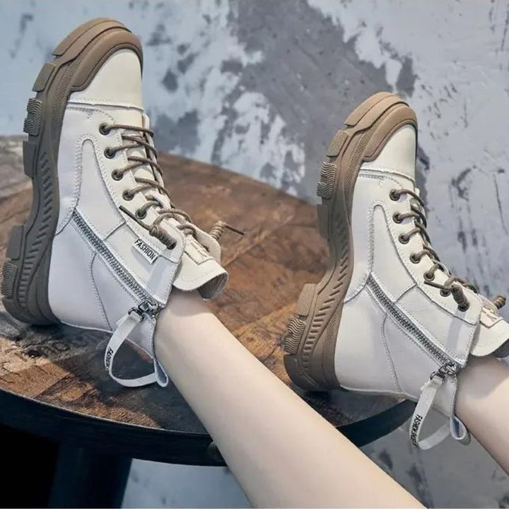 W&W Mode - Elegante High-Top-Sneakerstiefel mit Reißverschluss