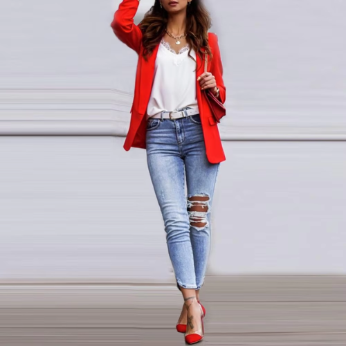 W&W Mode | Stilvolle Damen Blazer mit Einzelknopfverschluss Ideal für Die Arbeit