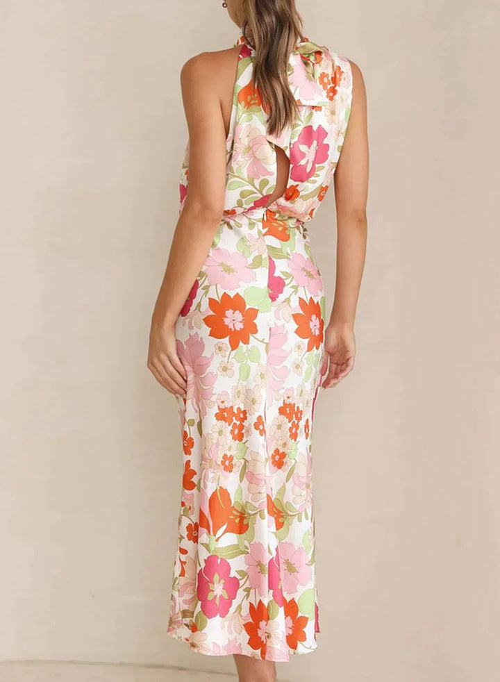 W&W Mode - Blumiges Maxikleid mit Neckholder
