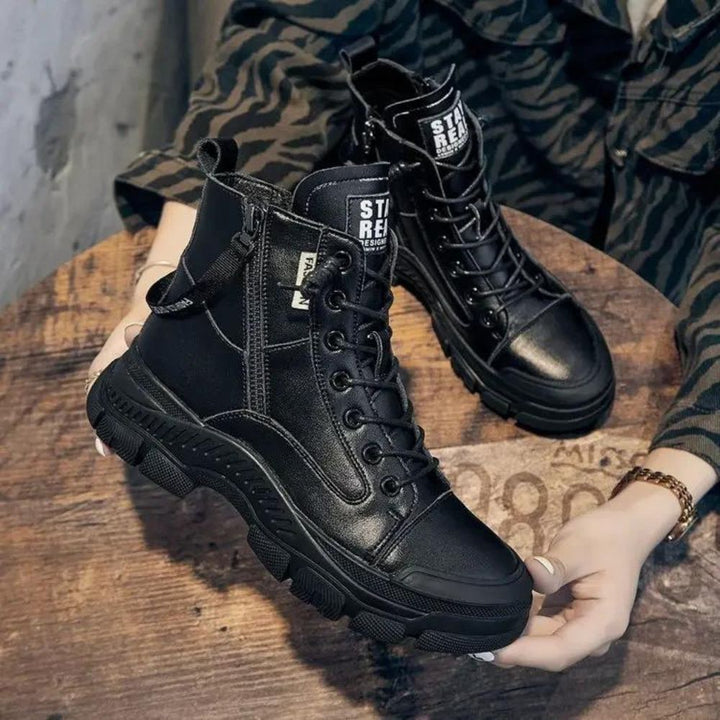 W&W Mode - Elegante High-Top-Sneakerstiefel mit Reißverschluss