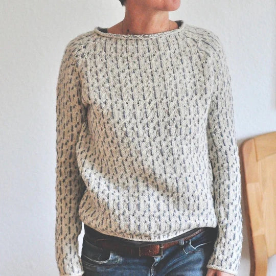 Schicke graue Strickjacke mit Rundhalsausschnitt