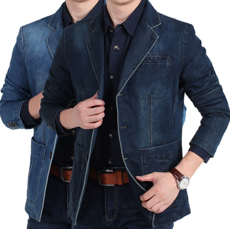 W&W Mode | Herren Denim Baumwolle Blazerjacke
