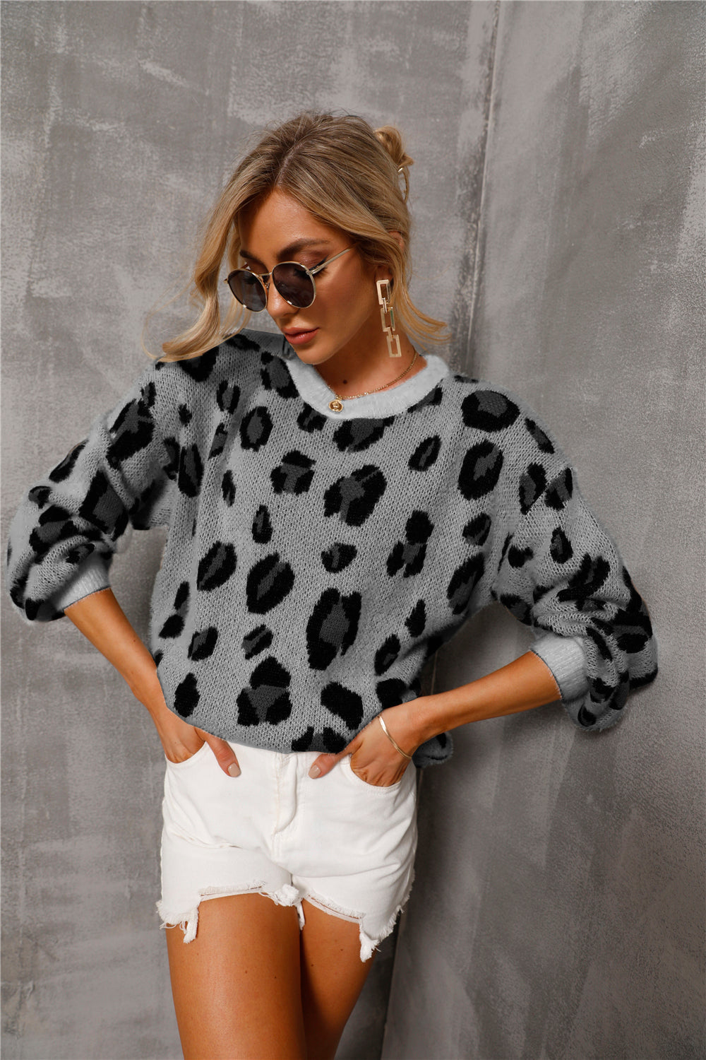 W&W Mode Große Größe Leopard Pullover
