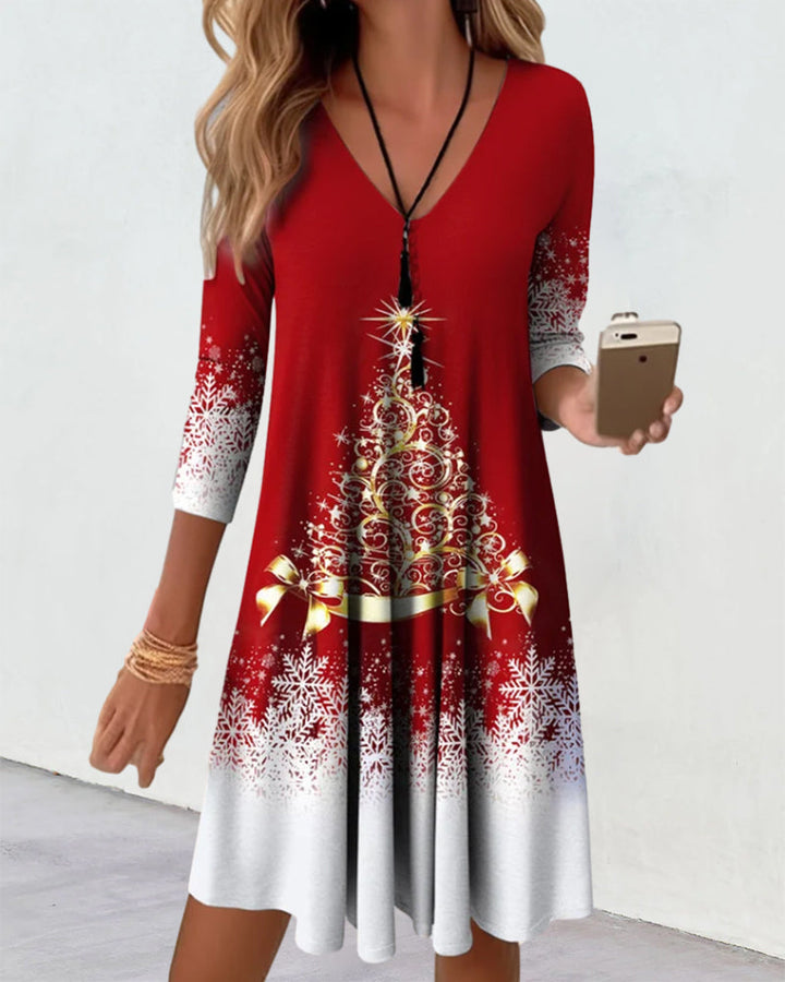 W&W Mode | Stylischer Charme V-Ausschnitt Winterkleid