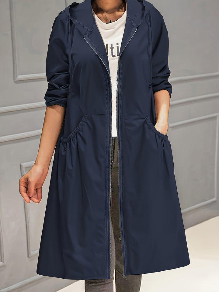 W&W Mode | Damen Lässig Lange Jacke Mit Kapuze Und Reißverschluss