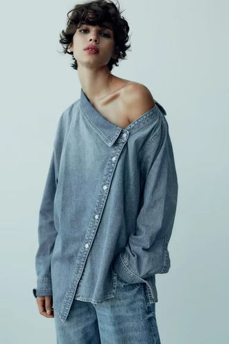 W&W Mode | Lässiges, Asymmetrisches Jeanshemd