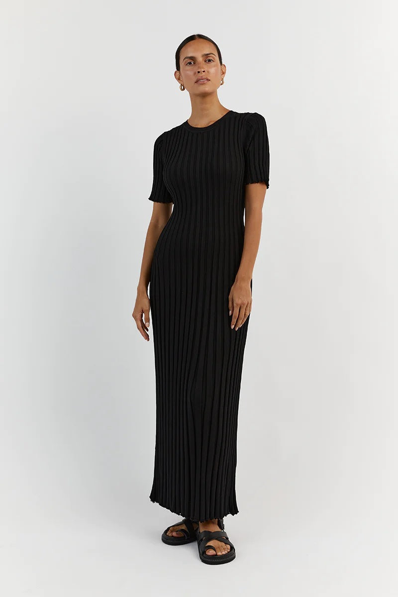 W&W Mode Strickkleid mit schmaler Taille und Streifenmuster