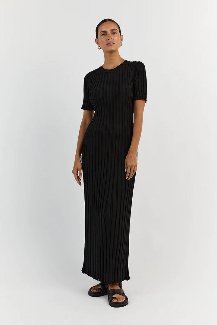W&W Mode Strickkleid mit schmaler Taille und Streifenmuster