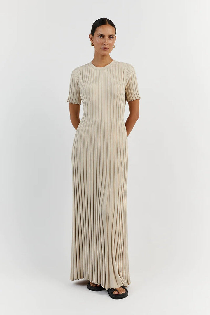 W&W Mode Strickkleid mit schmaler Taille und Streifenmuster