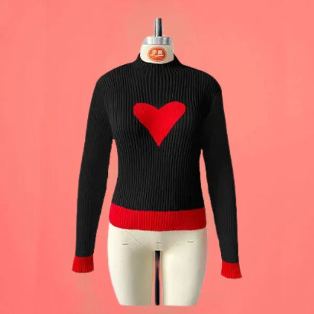 W&W Mode | Gerippter Strickpullover mit Herz-Intarsien