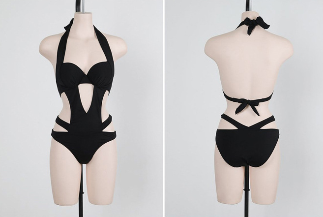 W&W Mode | Halter Cut Out Bandage Trikini Badeanzug