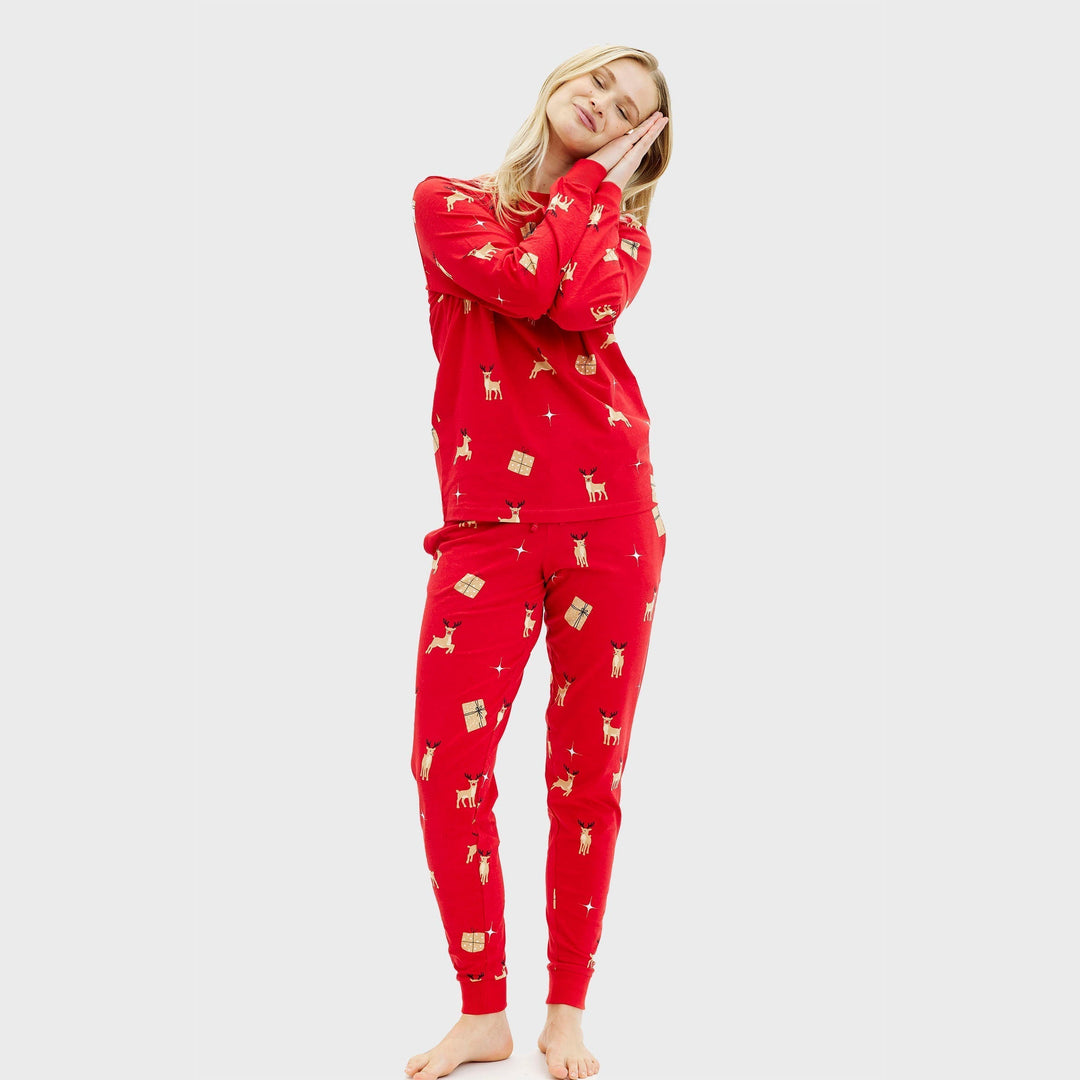 W&W Mode | Elegante rote Weihnachts-Pyjama - Damen