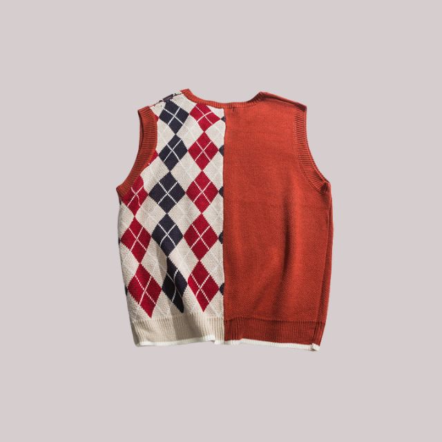 Block Strickweste mit Rautenmuster