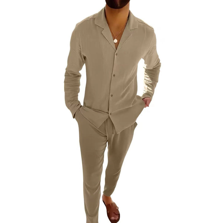 W&W Mode | Lässiger Herrenanzug Mit Langarmhemd Und Slim Fit Hose