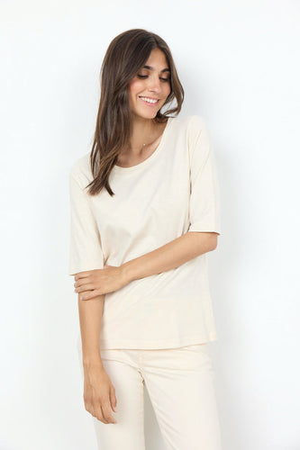 W&W Mode T-Shirt mit längeren Ärmeln in Creme