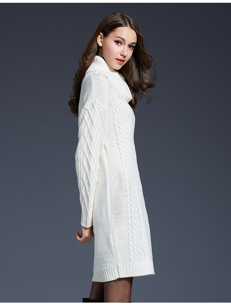 W&W Mode | Hochhals Lange Strickkleid